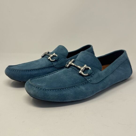 SALVATORE FERRAGAMO | Blue Suede Loafers Men’s Size 13 with Dust Bag main image 10